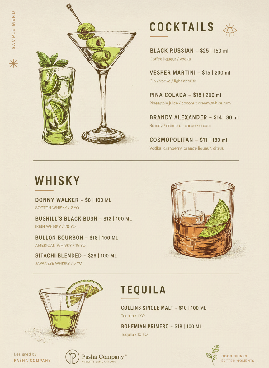 Cocktail & Whisky Menu