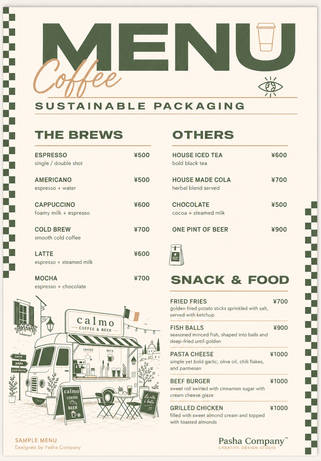 Coffee & Snack Menu